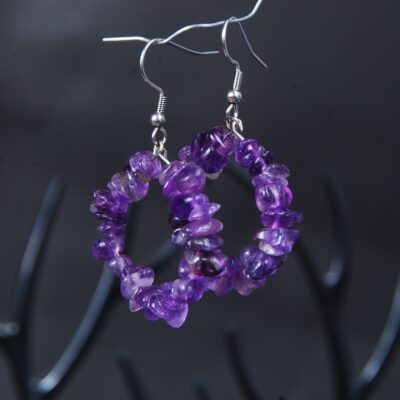 گوشواره آمیتیست بنفش طبیعی 10 گرم