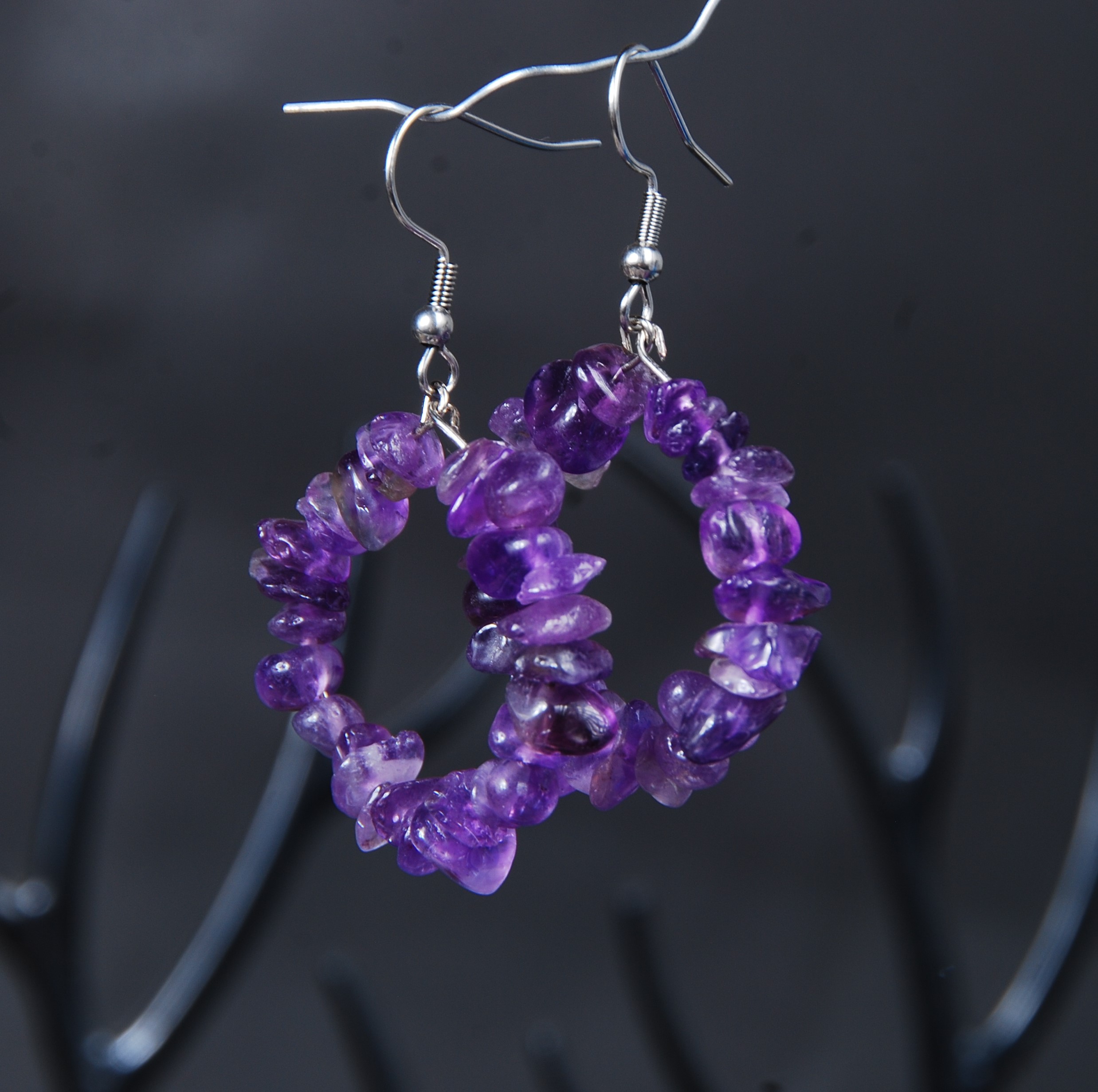 DSC_9203 گوشواره آمیتیست بنفش طبیعی 10 گرم