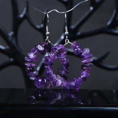 گوشواره آمیتیست بنفش طبیعی 10 گرم