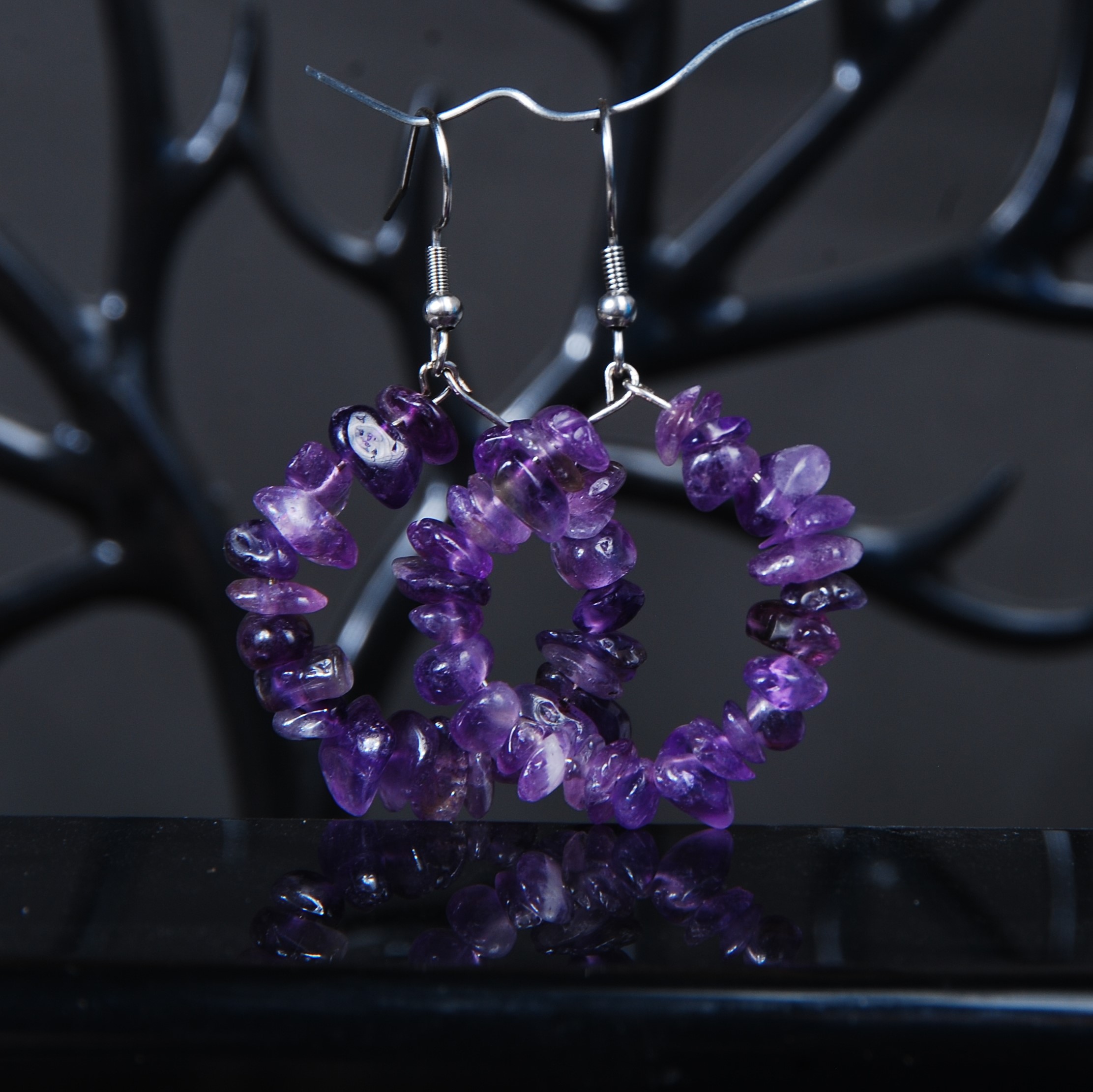 DSC_9208 گوشواره آمیتیست بنفش طبیعی 10 گرم