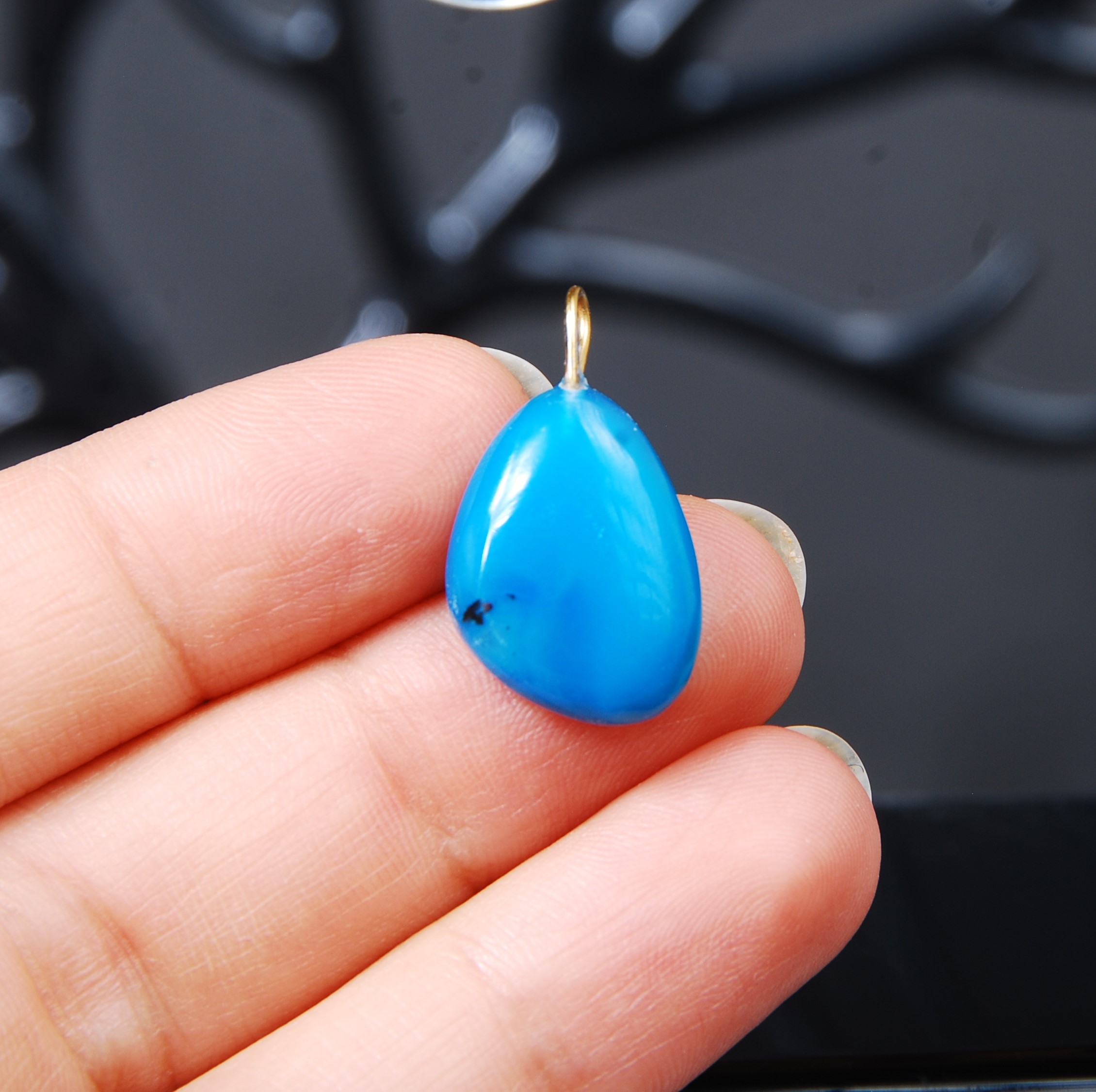 DSC_9109 گردنبند سنگ عقیق آبی برزیلی1.64 گرم