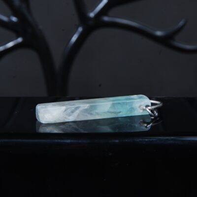 گردنبند فلوریت طبیعی سبز آبی مستطیلی 6.37گرم