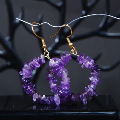 گوشواره سنگ آمیتیست بنفش طبیعی 9.71 گرم