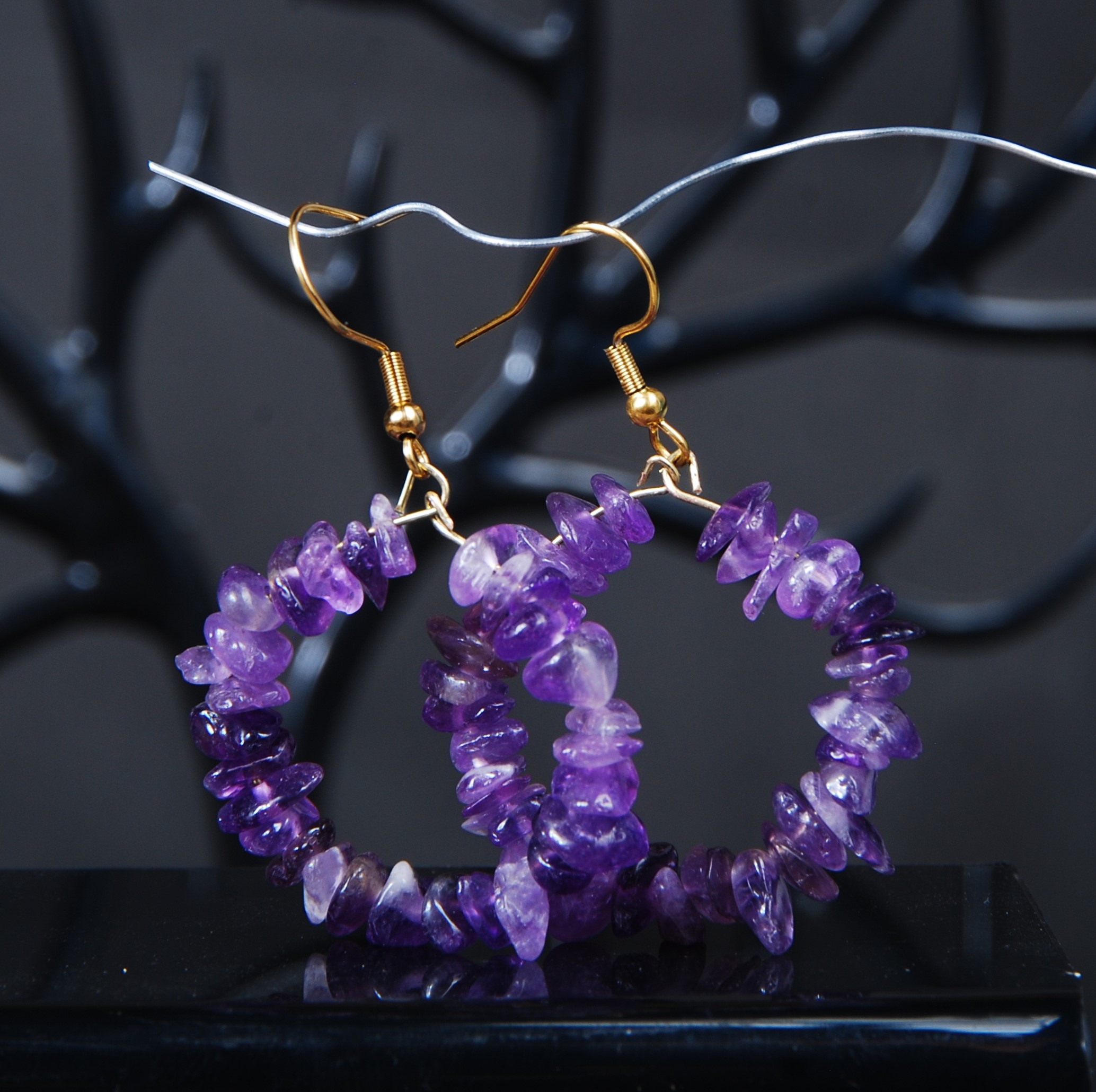 DSC_9223 گوشواره سنگ آمیتیست بنفش طبیعی 9.71 گرم