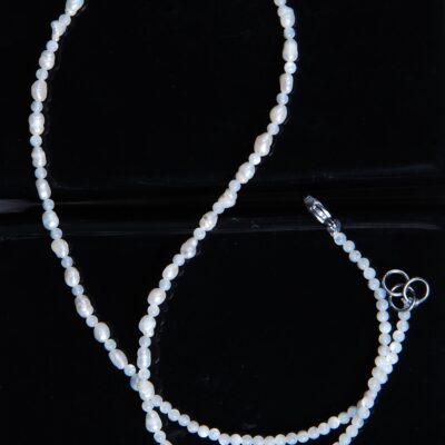 گردنبند مروارید گندمی و صدف گرد 3.99گرم