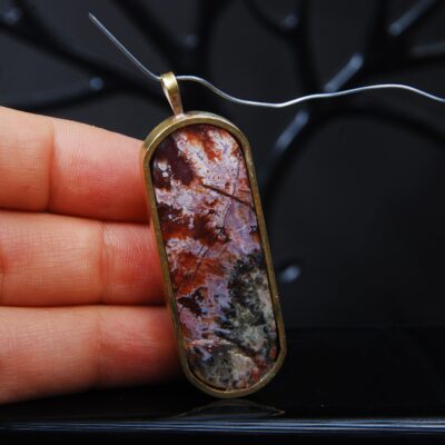 گردنبند عقیق پاییزه همراه با قاب برنجی 12.70گرم