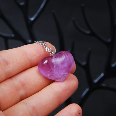 گردنبند قلب فلوریت طبیعی بنفش 12.41گرم