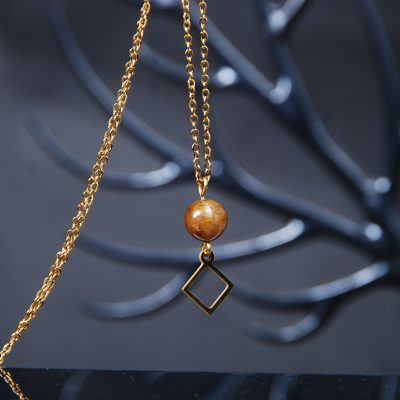 گردنبند چشم ببر طبیعی 4.70گرم (با زنجیر استیل رنگ ثابت )