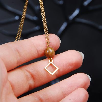 گردنبند چشم ببر طبیعی 4.70گرم (با زنجیر استیل رنگ ثابت )