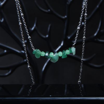 گردنبند آونتورین سبز تراش چیپسی (همزاه با استیل رنگ ثابت)