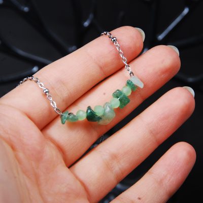 گردنبند آونتورین سبز تراش چیپسی (همزاه با استیل رنگ ثابت)